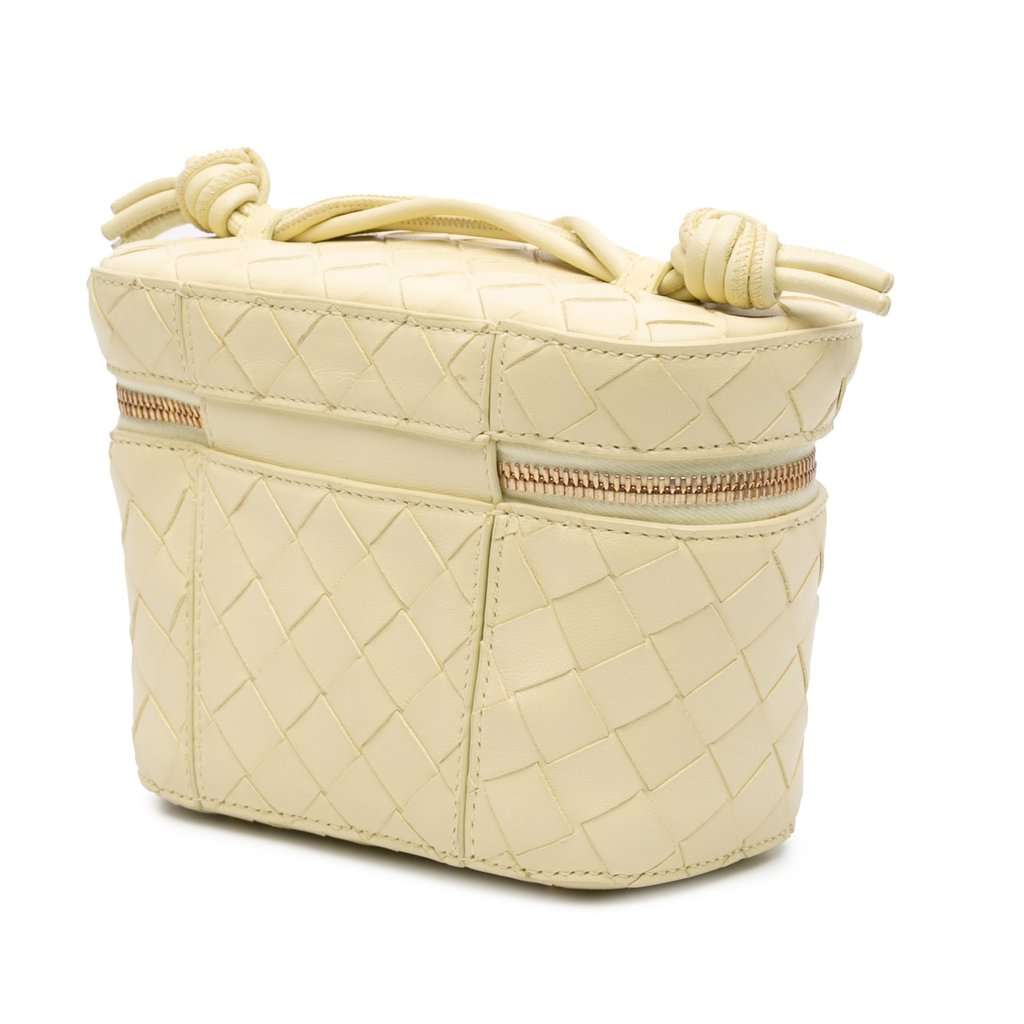 Bottega Veneta Mini Nappa Intrecciato Vanity Case Yellow Leather Very good - Back View