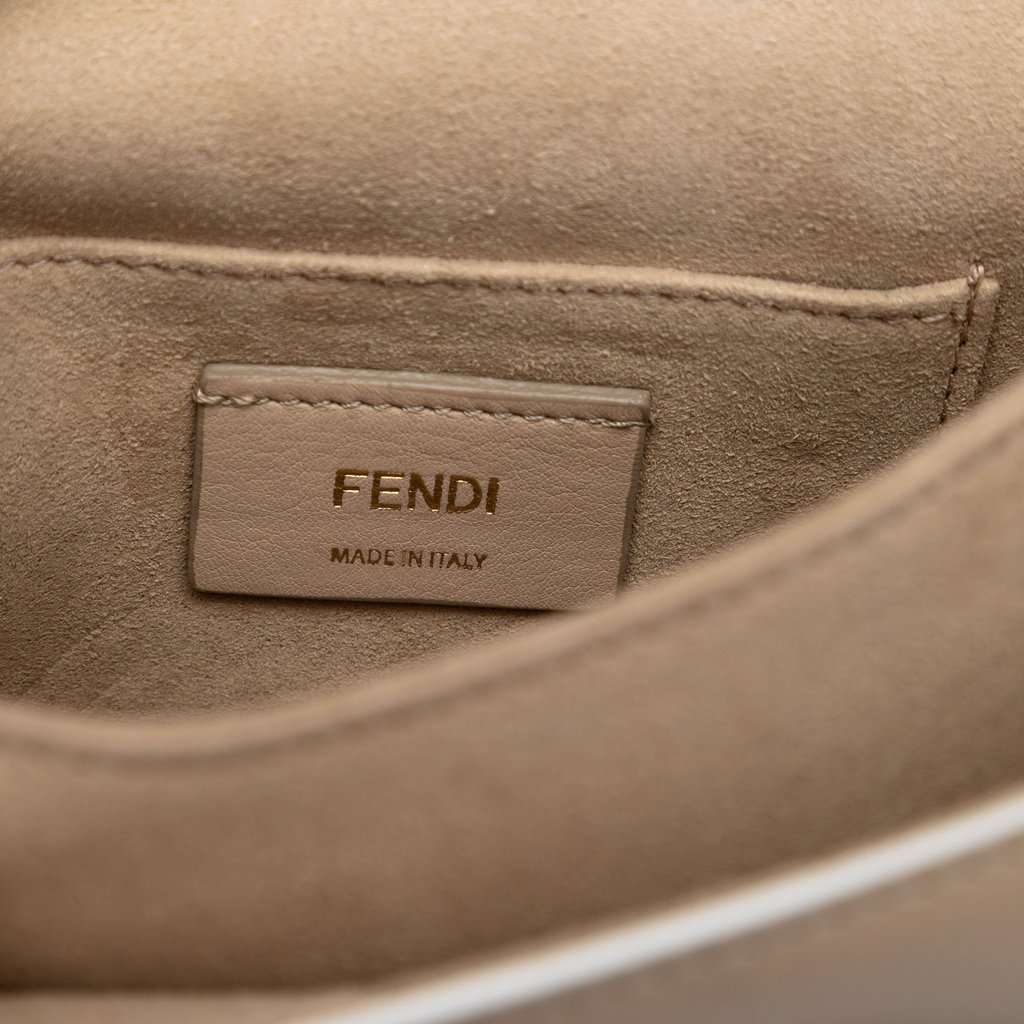 Fendi Mini Scalloped Leather and Studded Floral Kan I Crossbody Beige Leather Very good condition - Box View