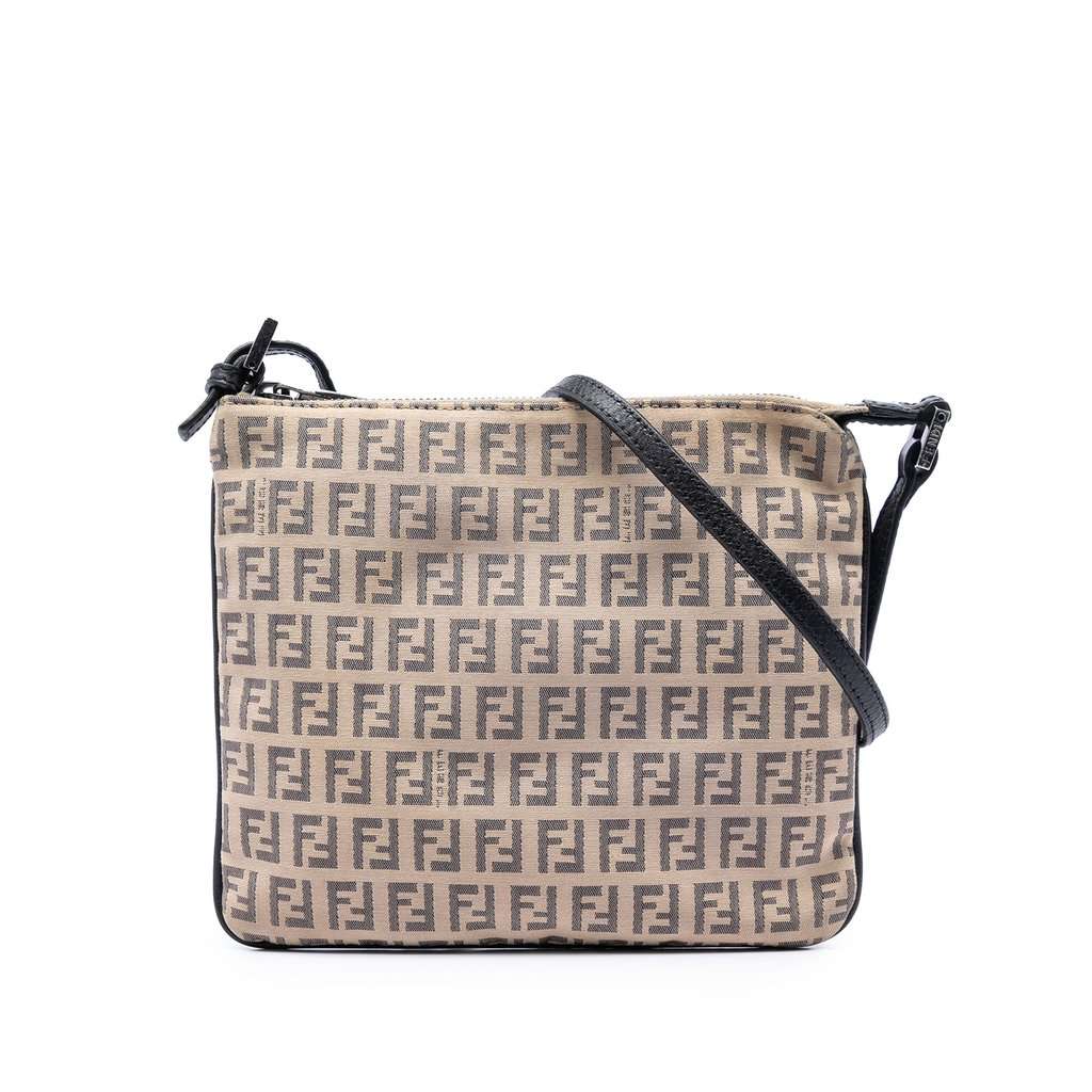 Fendi Zucchino Canvas Crossbody Beige Very good condition - Front View