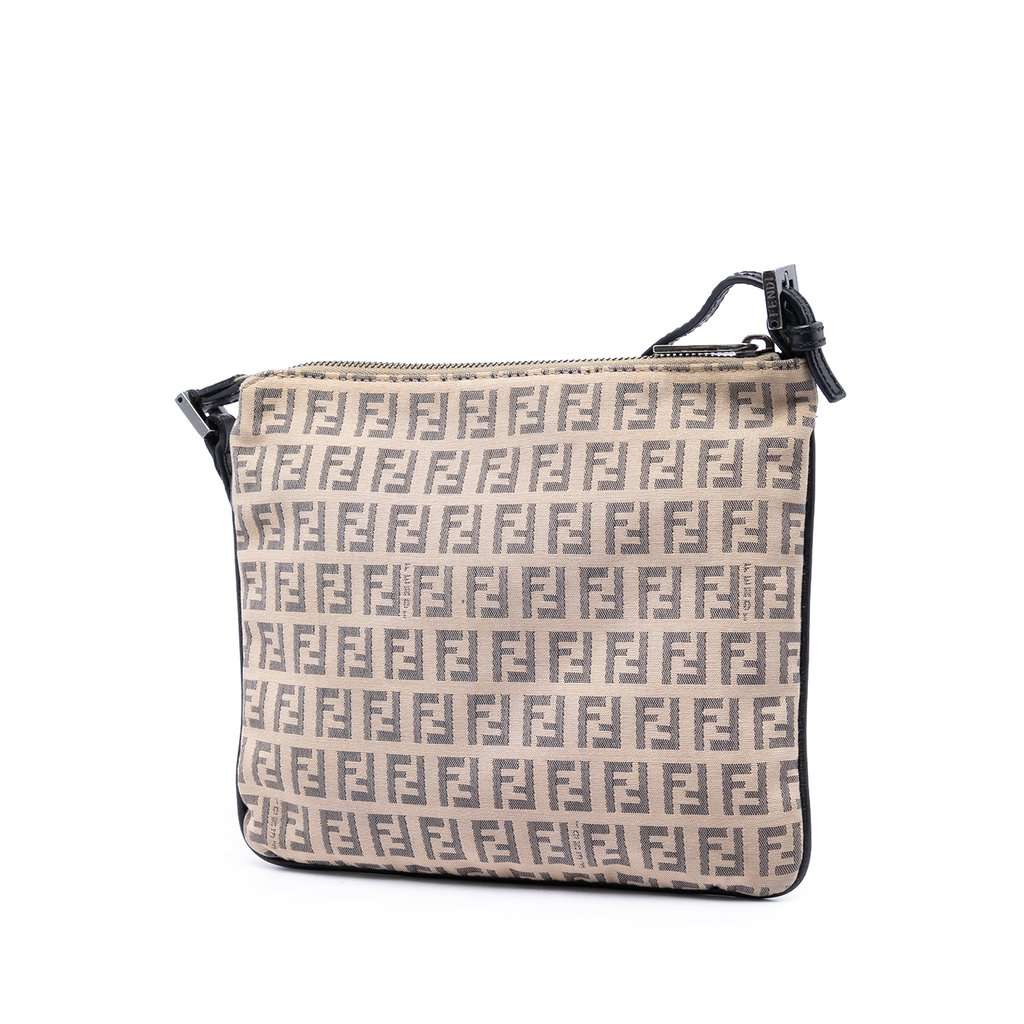 Fendi Zucchino Canvas Crossbody Beige Very good condition - Back View