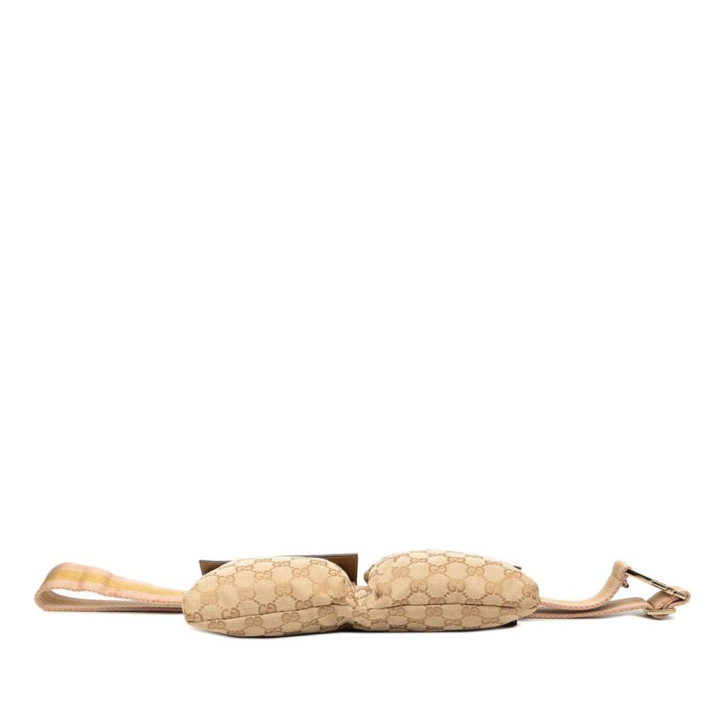 Gucci GG Canvas Web Double Pocket Belt Bag Beige Very good condition - Inside View