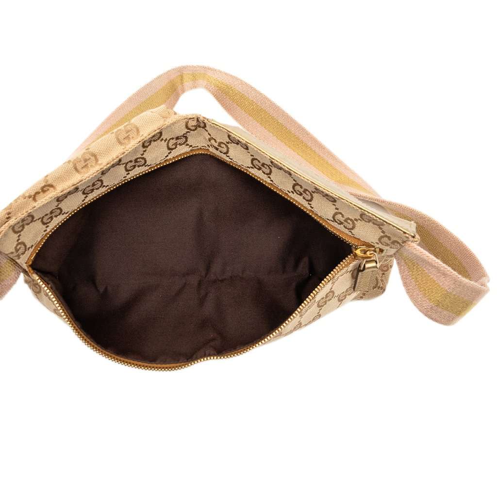 Gucci GG Canvas Web Double Pocket Belt Bag Beige Very good condition - Model View