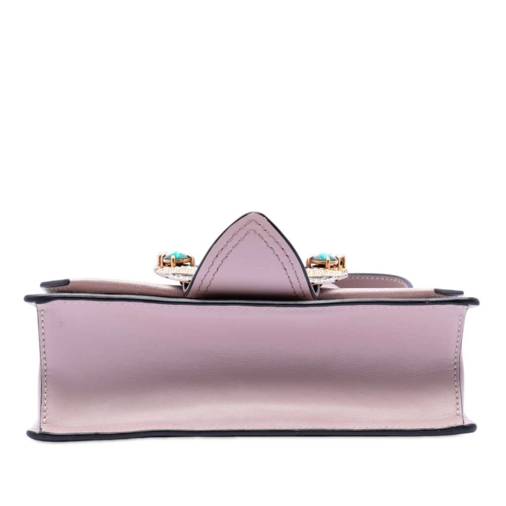 Miu Miu Goatskin Madras Soft Calf Crystal Embellished Crossbody Pink Leather Very good - Inside View
