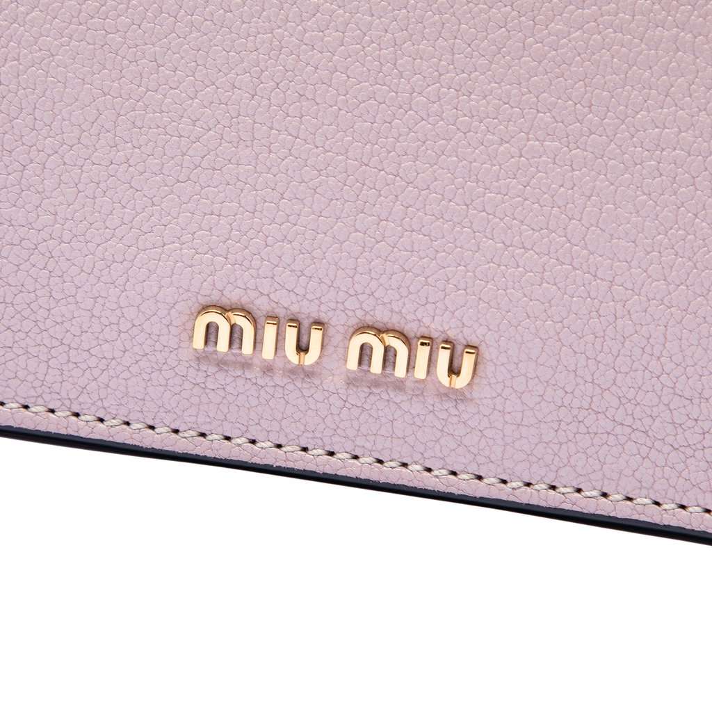 Miu Miu Goatskin Madras Soft Calf Crystal Embellished Crossbody Pink Leather Very good - Box View