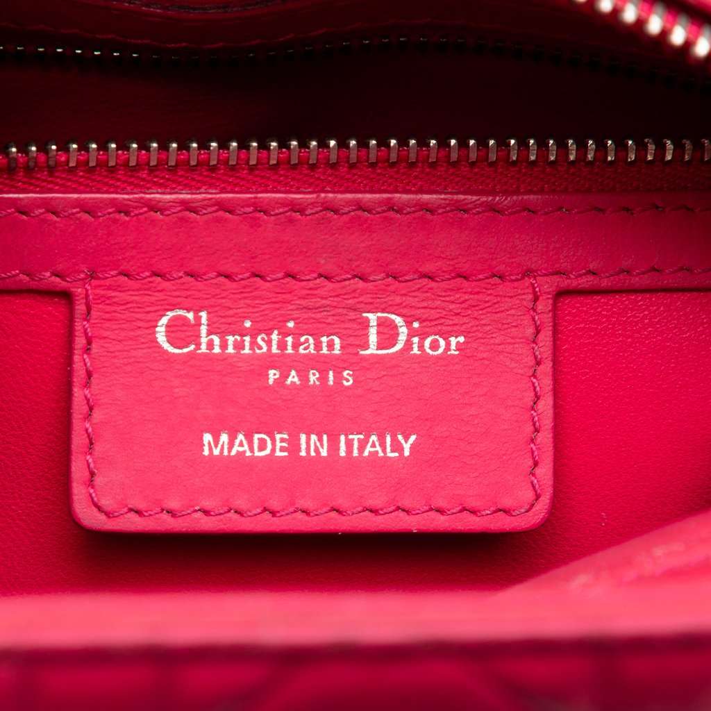 Dior Medium Ultra Matte Calfskin Cannage Embossed Lady Dior Pink Leather Very good condition - Box View