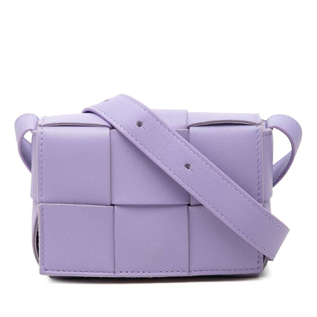 Bottega Veneta Extra Mini Nappa Maxi Intrecciato Cassette Crossbody Purple Leather Very good condition - Front View