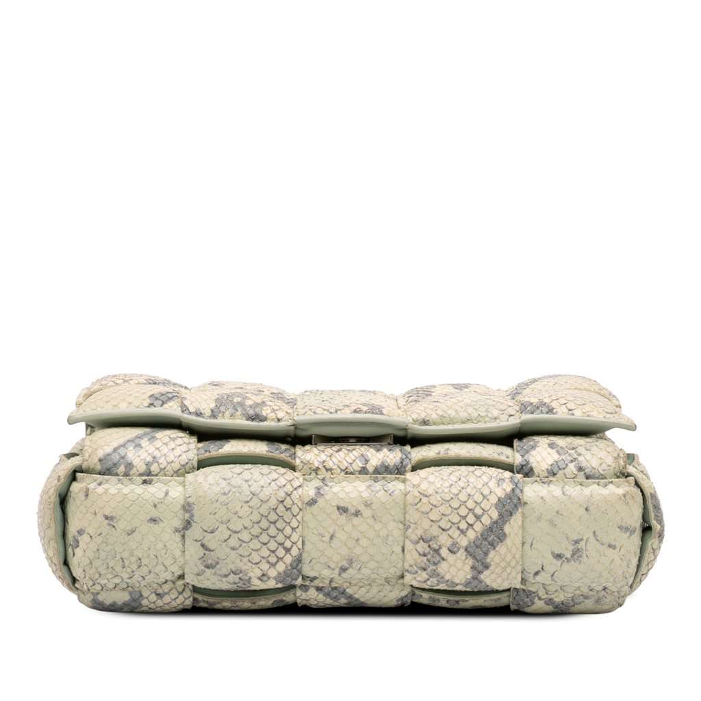 Bottega Veneta Python Embossed Goatskin Intrecciato Padded Cassette Crossbody Green Leather Very good - Inside View