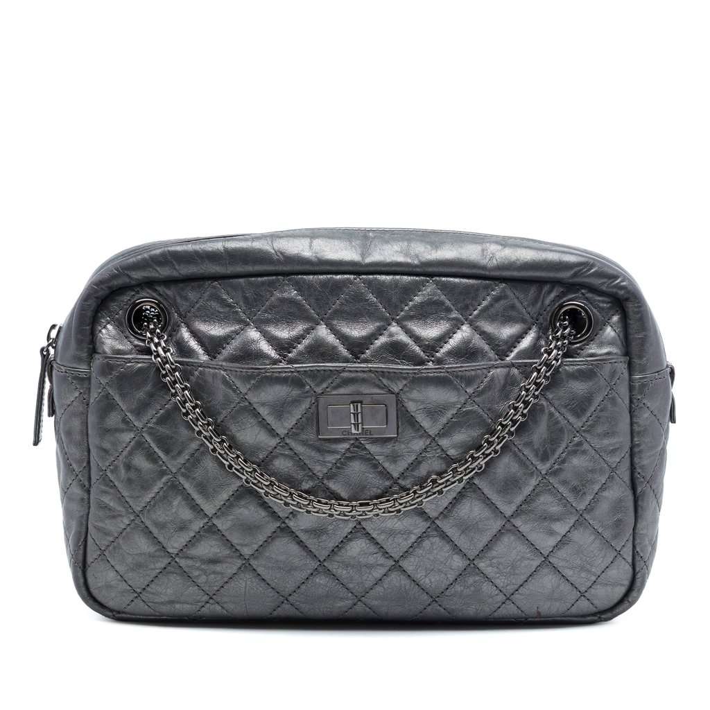 Chanel Medium Metallic Quilted Calfskin Reissue 2.55 Camera Bag MultiColor Leather Very good condition - Front View