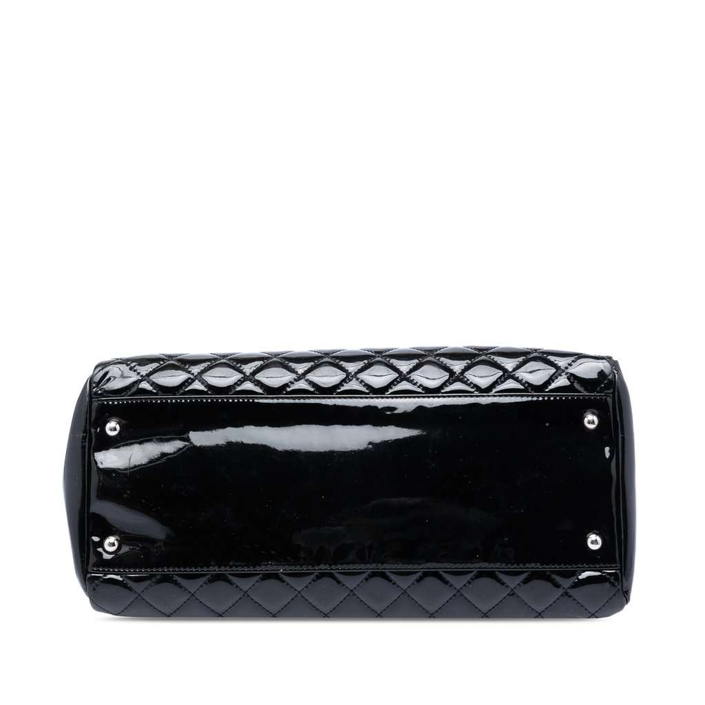 Chanel Large Quilted Patent Just Mademoiselle Bowling Bag Black Leather Very good condition - Inside View