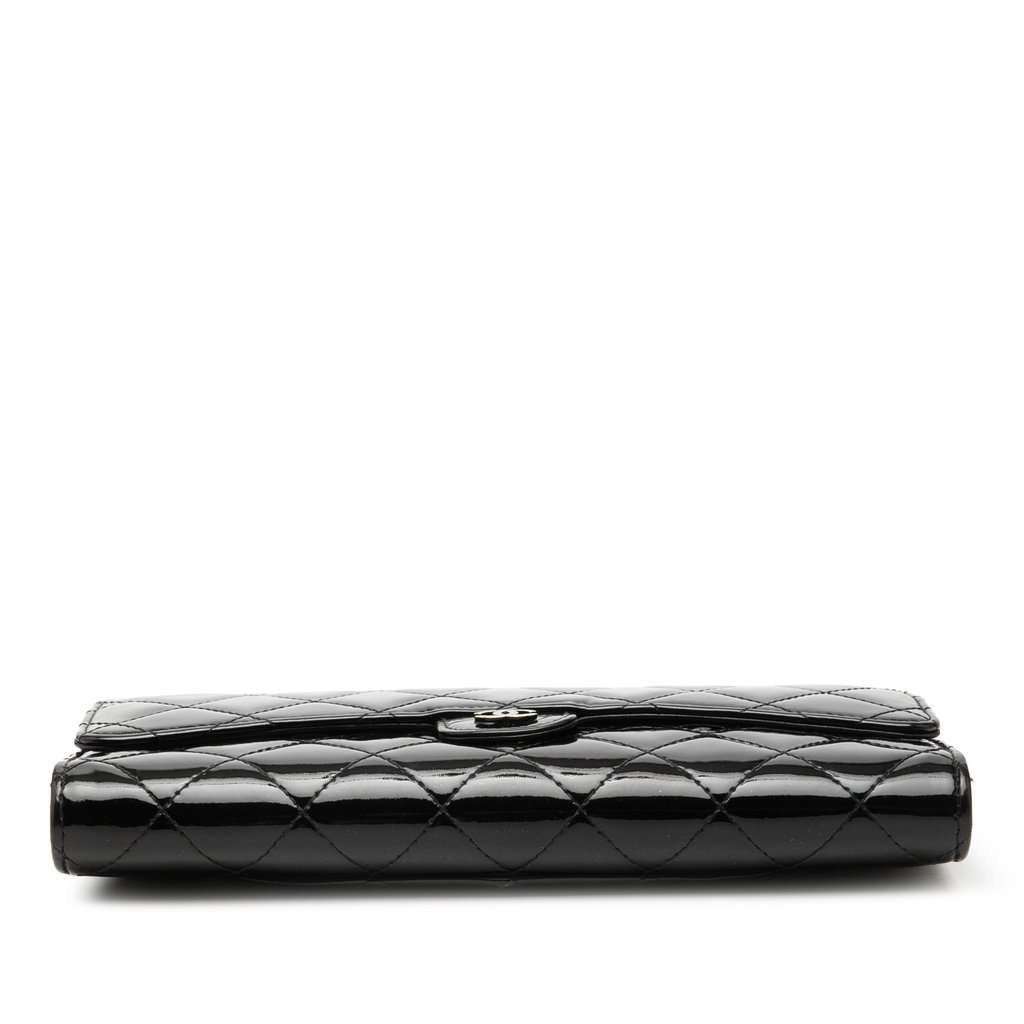 Chanel CC Quilted Patent Classic Flap Long Wallet Black Leather Very good condition - Inside View