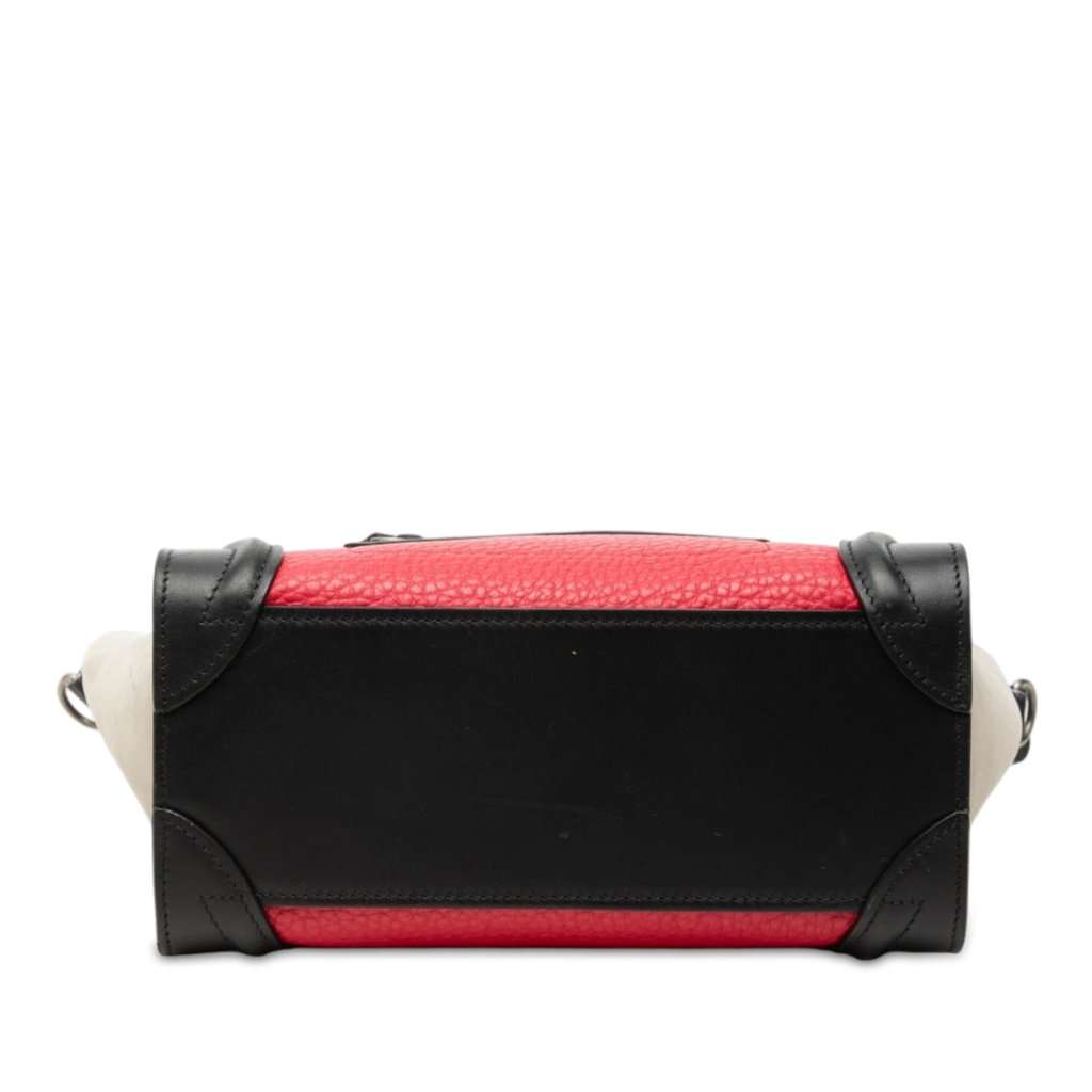 Celine Nano Tricolor Nubuck and Calfskin Luggage Tote Red Leather Very good - Inside View