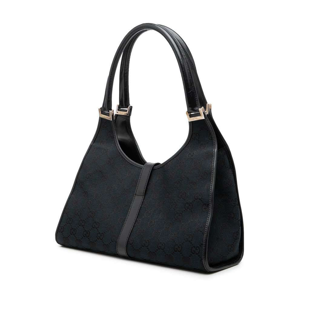 Gucci GG Canvas Jackie Bardot Shoulder Bag Blue Very good - Back View