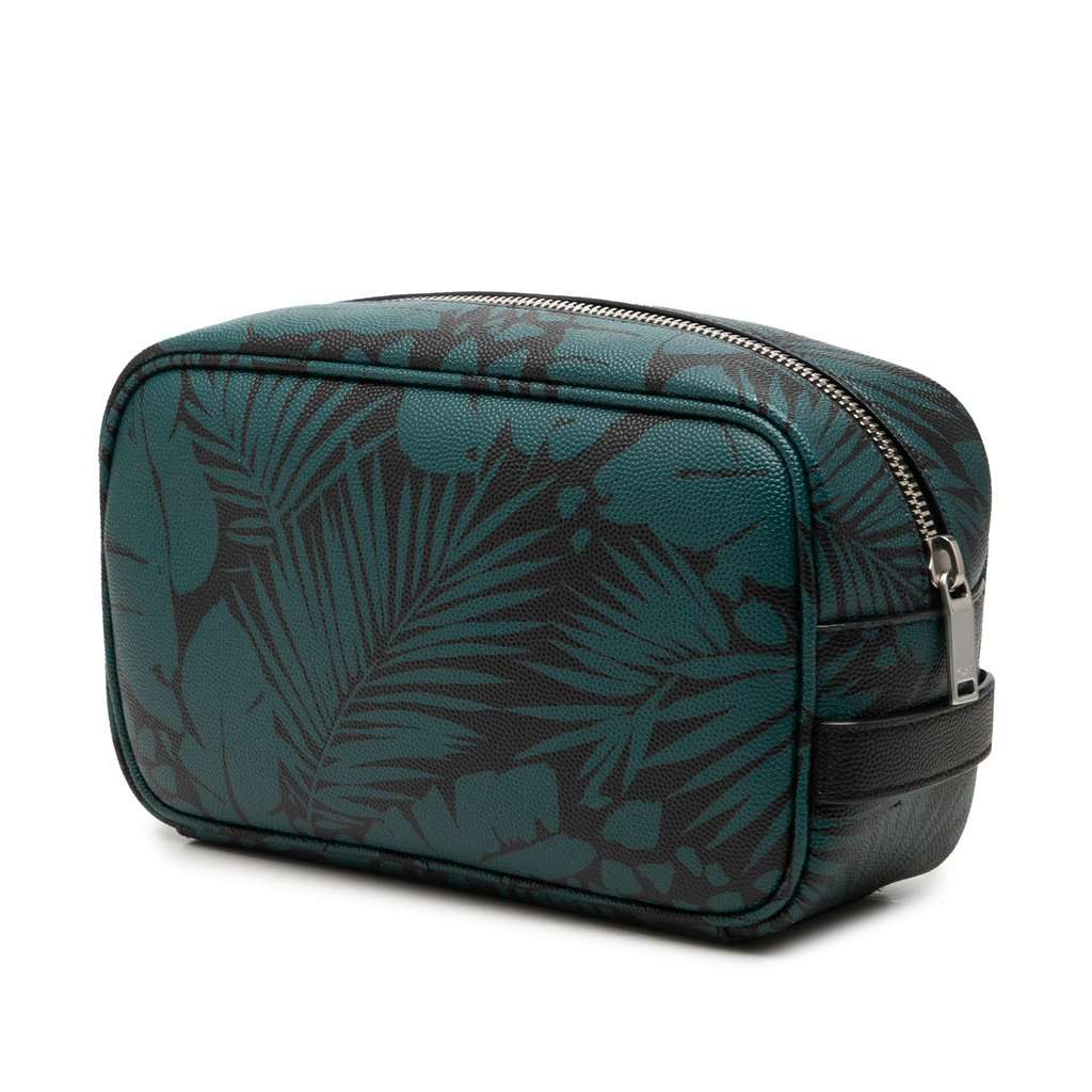 Saint Laurent Grain De Poudre Tropical Palm Pouch Blue Leather Very good condition - Back View