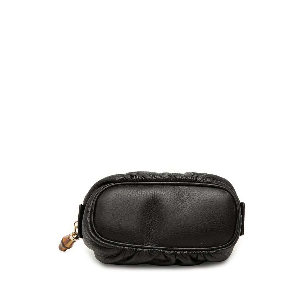 Gucci Calfskin Bamboo Cosmetic Pouch Black Leather Very good condition - Inside View