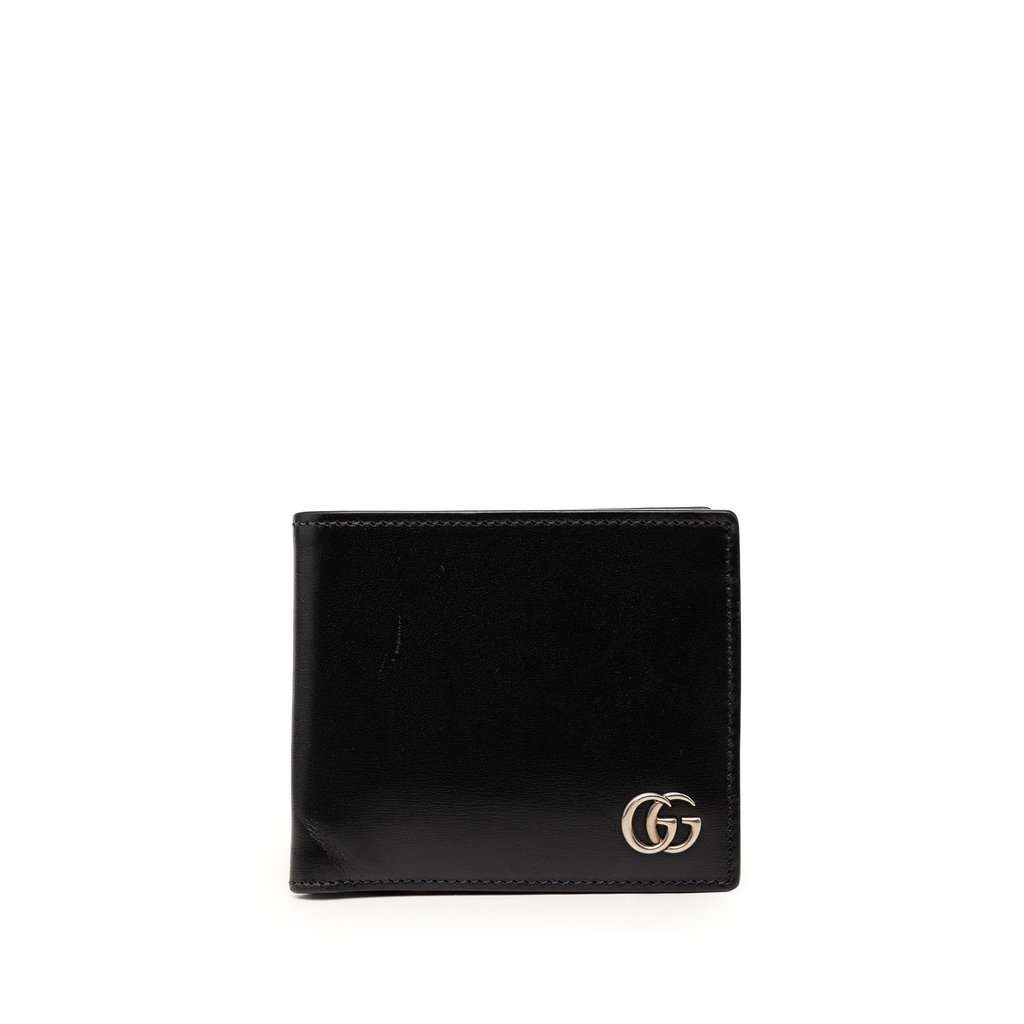 Gucci GG Marmont Calfskin Bifold Coin Wallet Black Leather Very good - Front View