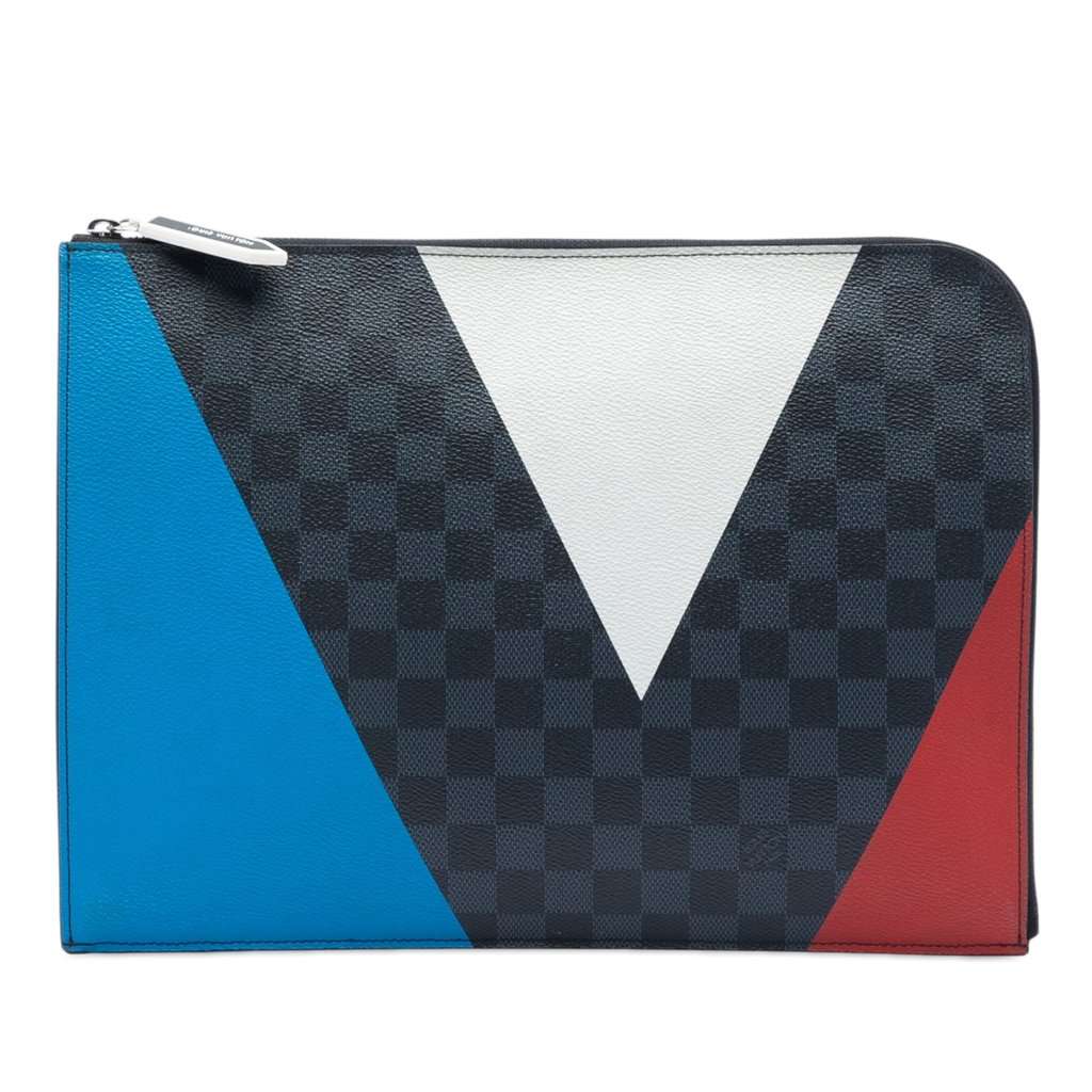 Louis Vuitton Damier Cobalt Americas Cup Pochette Jour GM Black Very good condition - Front View