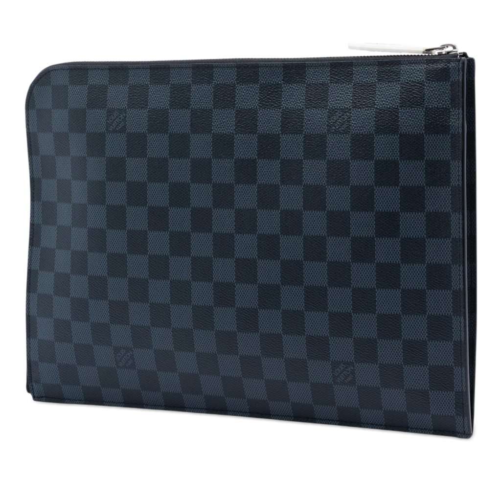 Louis Vuitton Damier Cobalt Americas Cup Pochette Jour GM Black Very good condition - Back View