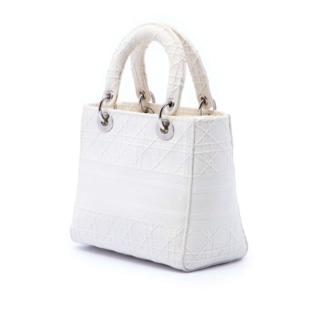 Dior Medium Canvas Cannage Lady D Lite White Very good condition - Back View