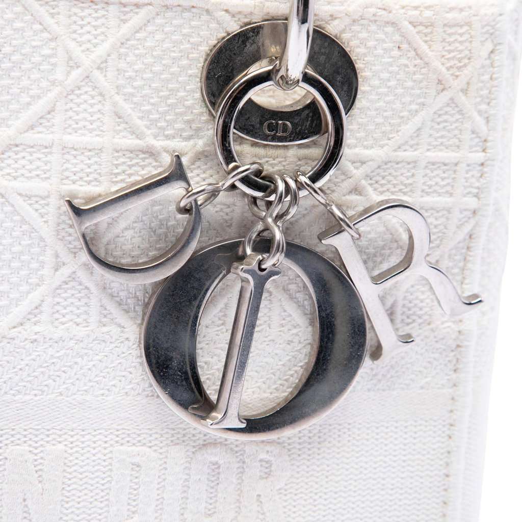 Dior Medium Canvas Cannage Lady D Lite White Very good condition - Box View