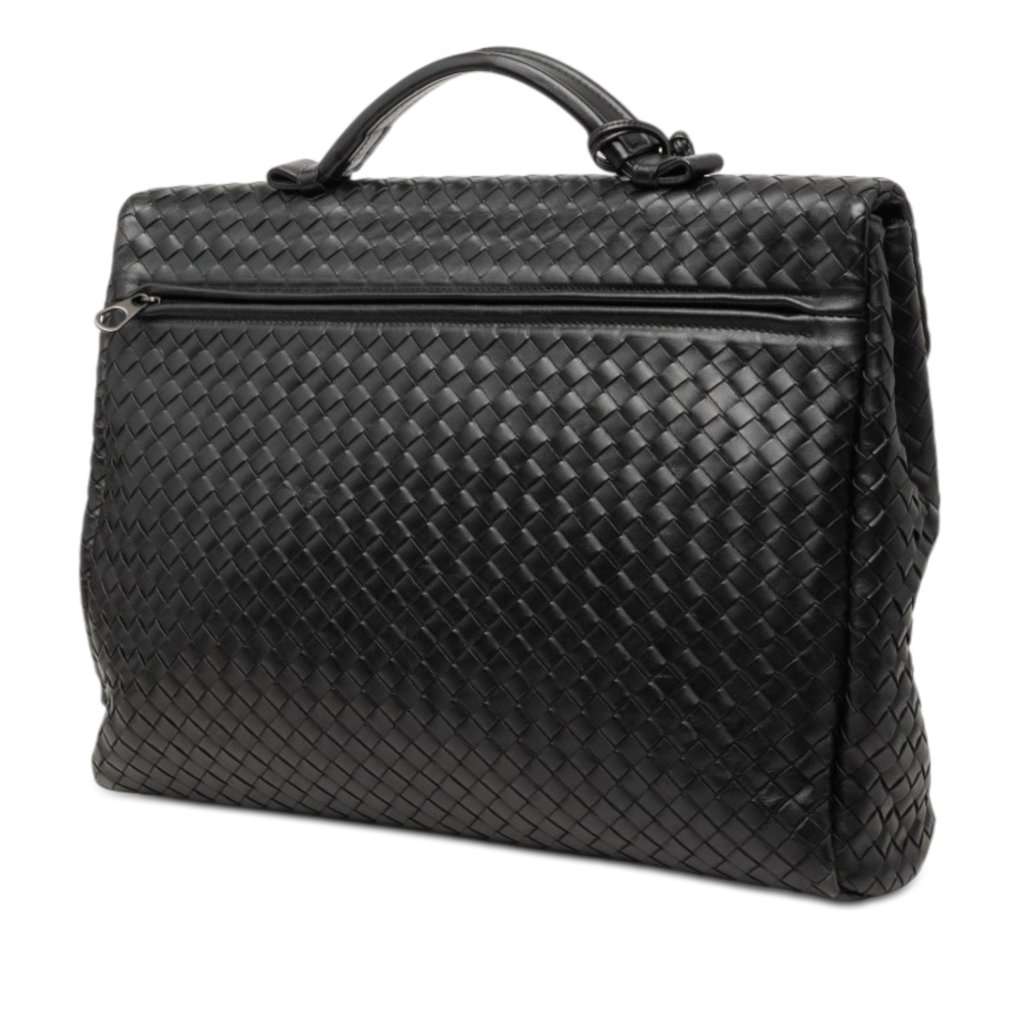 Bottega Veneta Nappa Intrecciato Briefcase Black Leather Good - Back View
