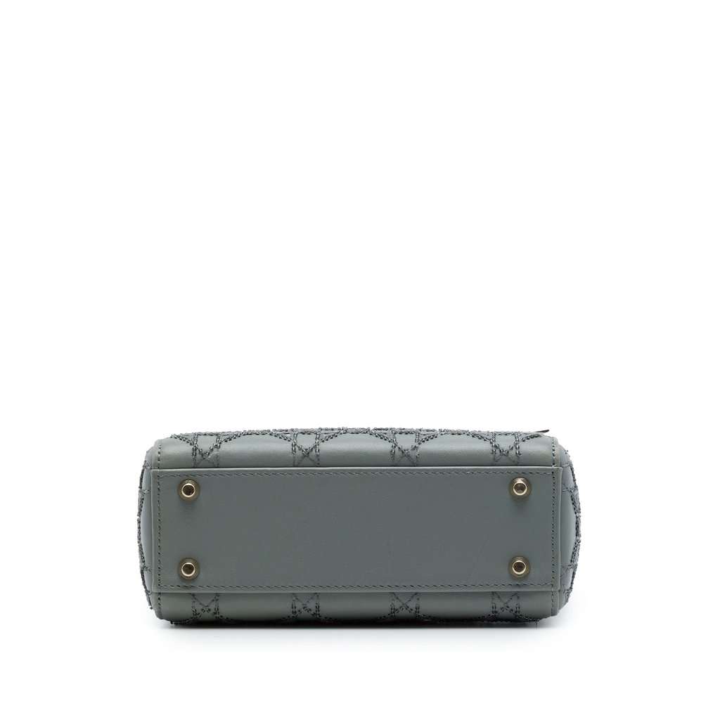 Dior Mini Calfskin Cannage Beaded Lady Dior MultiColor Leather Very good condition - Inside View