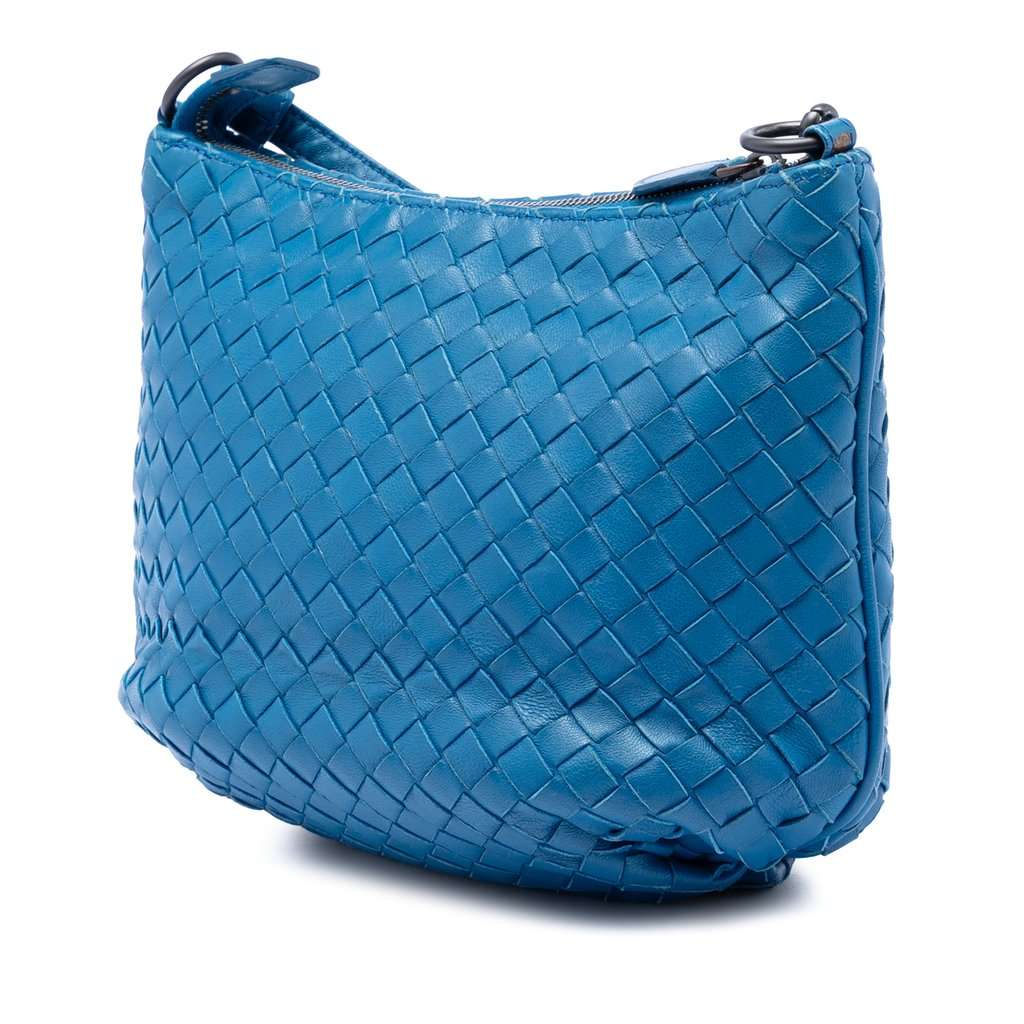 Bottega Veneta Nappa Intrecciato Crossbody Blue Leather Very good condition - Back View