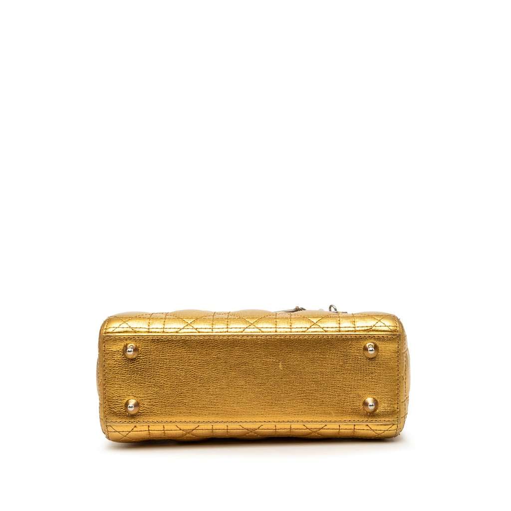 Dior Small Metallic Grained Calfskin Cannage My ABCDior Lady Dior Gold Leather Good condition - Inside View