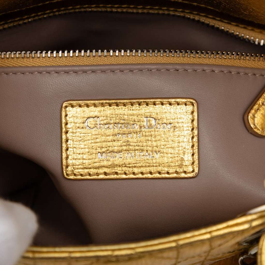 Dior Small Metallic Grained Calfskin Cannage My ABCDior Lady Dior Gold Leather Good condition - Box View