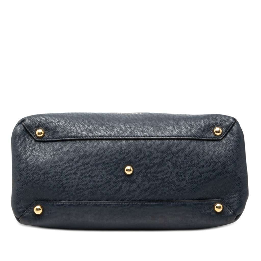Burberry Medium Leather and House Check Banner Satchel Blue Leather Very good - Inside View