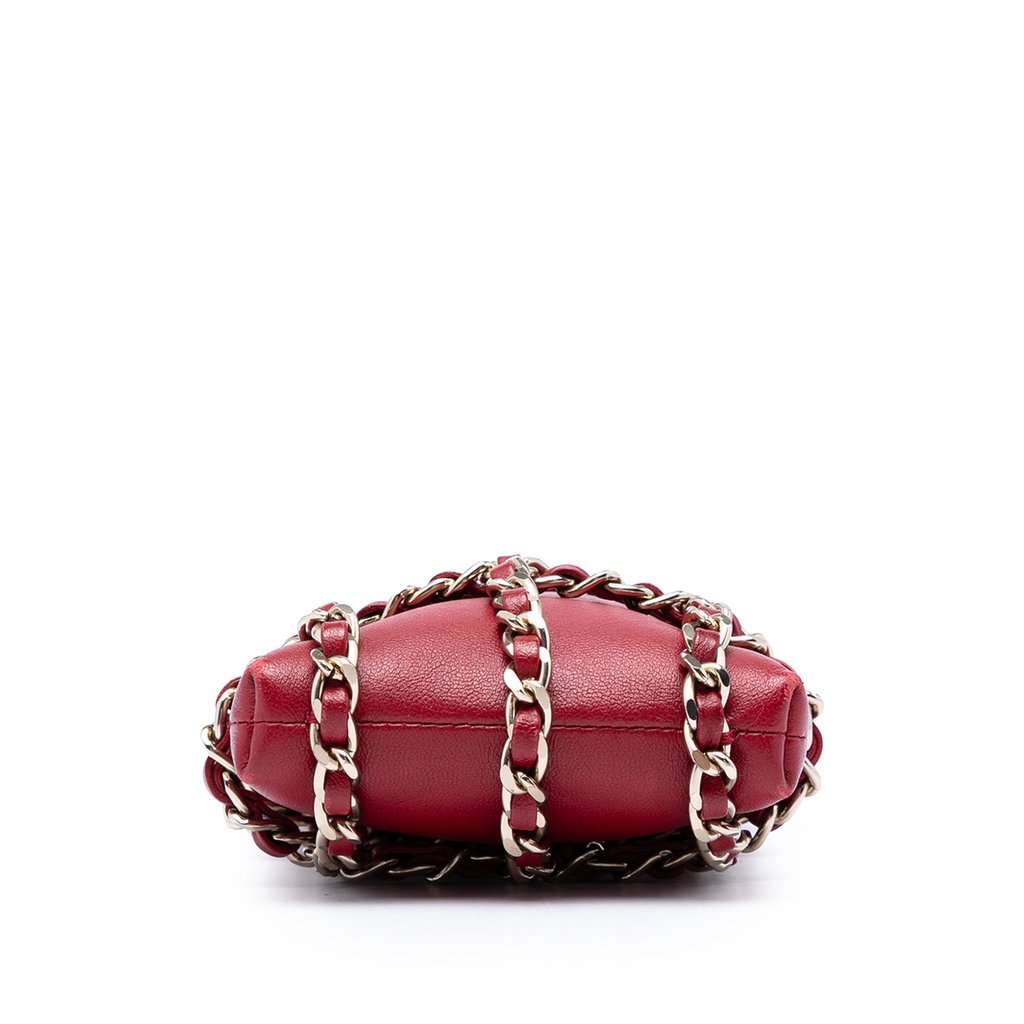 Chanel Lambskin Tech Me Out Clutch With Chain Red Leather Very good condition - Inside View