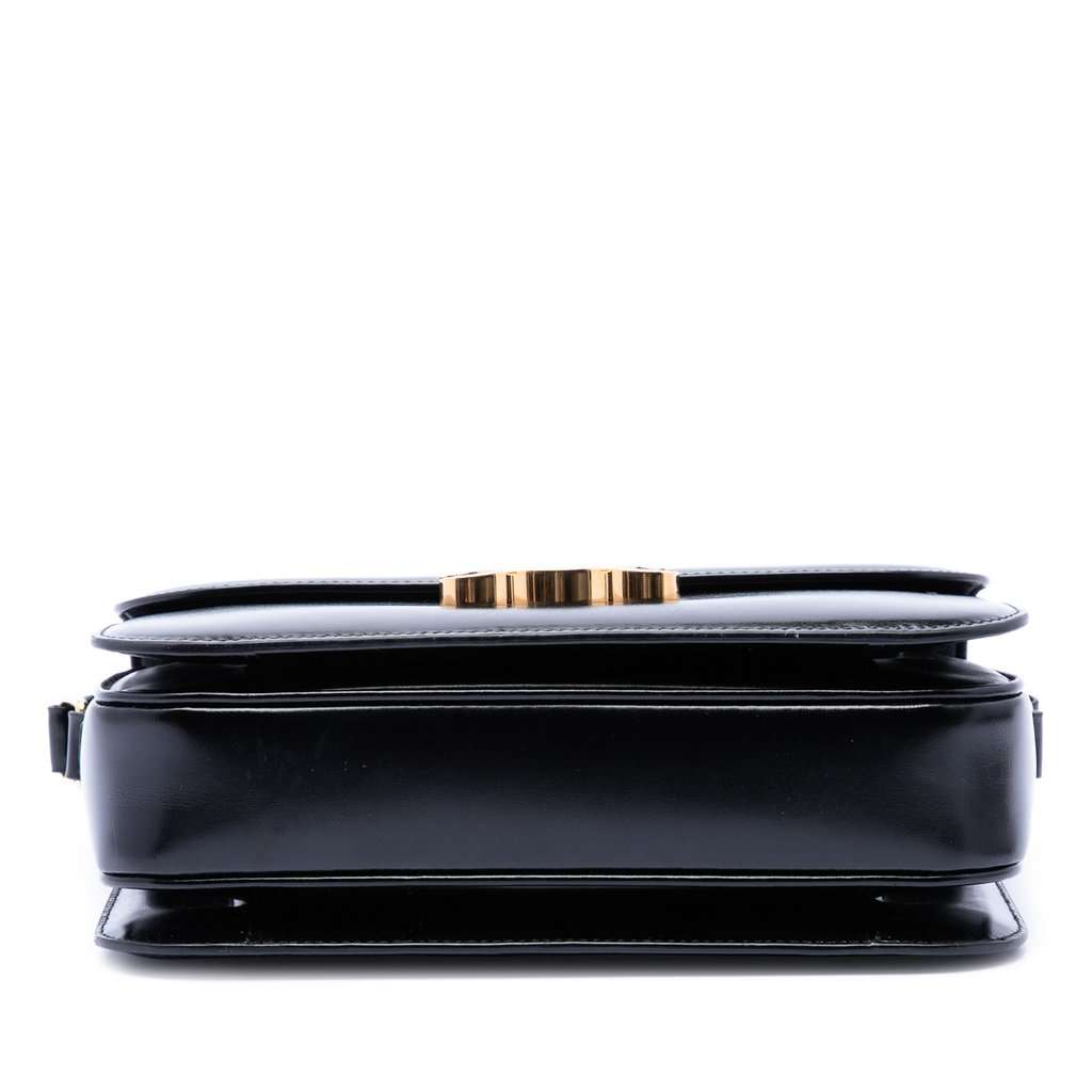Celine Classique Shiny Calfskin Triomphe Crossbody Black Leather Very good - Inside View