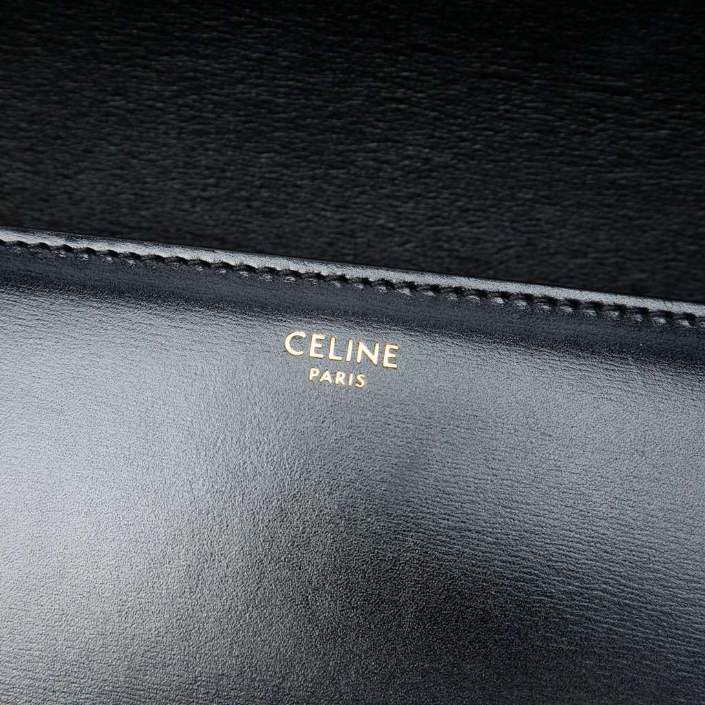 Celine Classique Shiny Calfskin Triomphe Crossbody Black Leather Very good - Box View