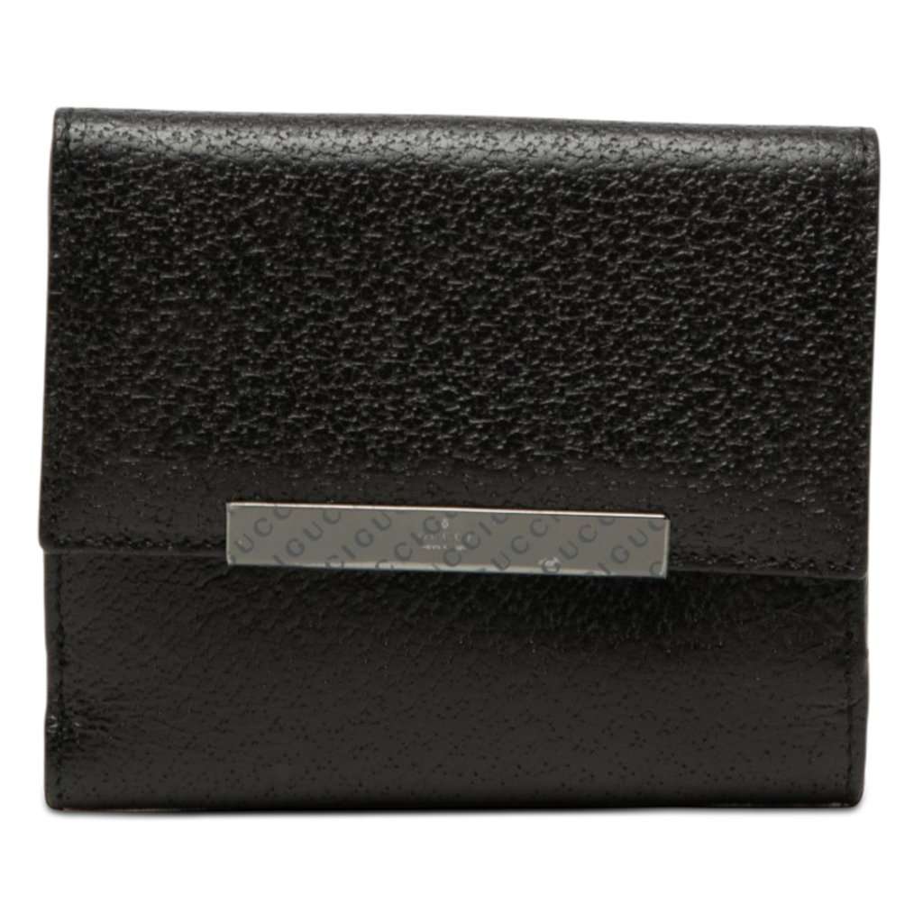 Gucci Textured Leather Bifold Wallet Black Leather Very good - Front View