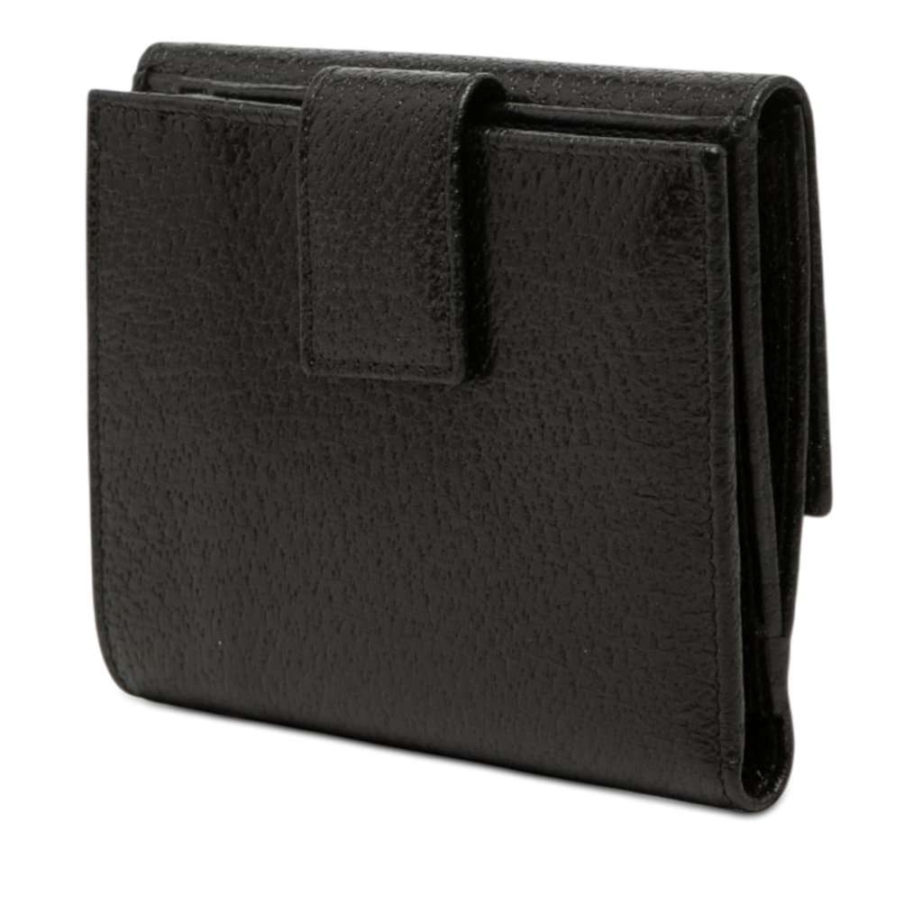 Gucci Textured Leather Bifold Wallet Black Leather Very good - Back View