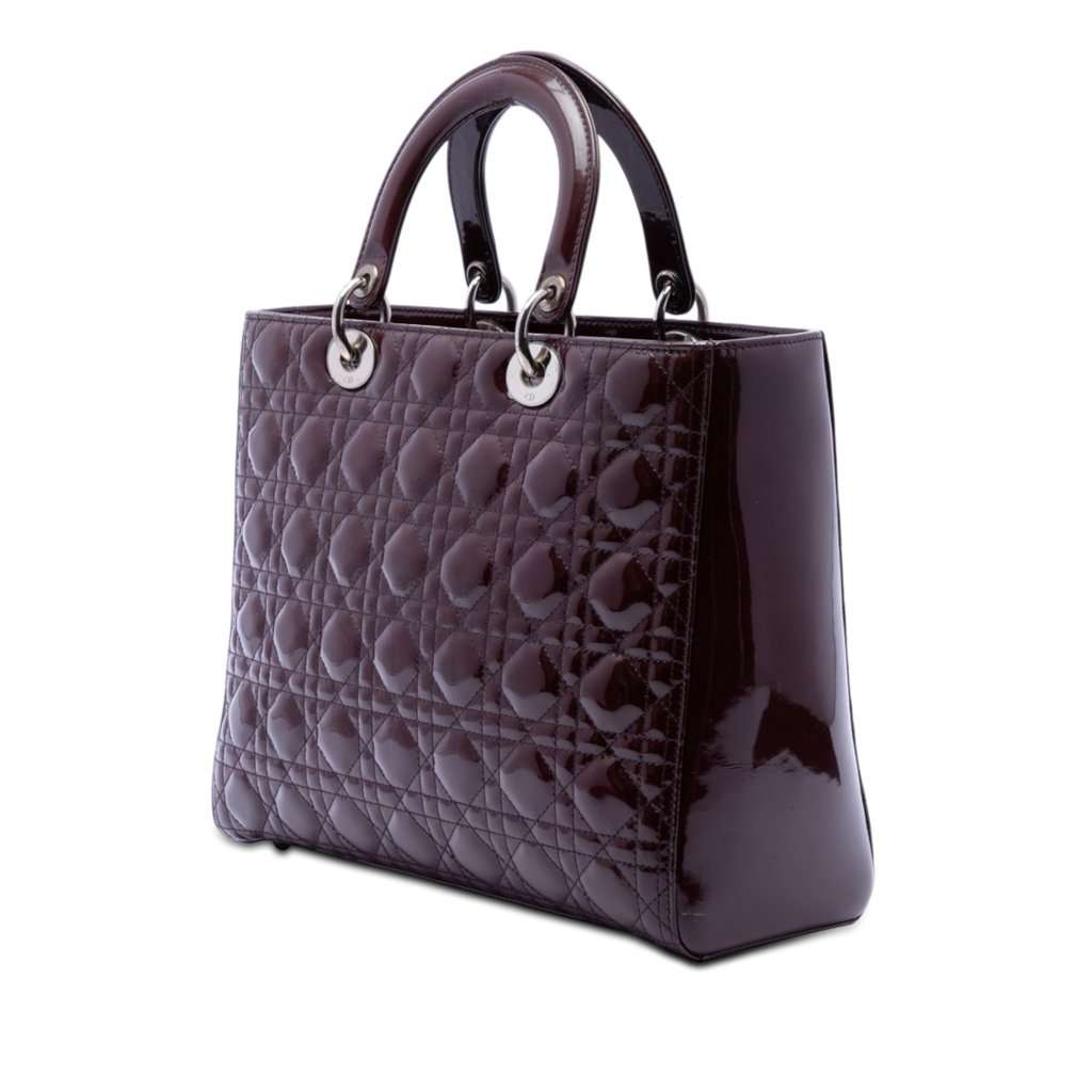 Dior Large Patent Cannage Lady Dior Red Leather Very good condition - Back View