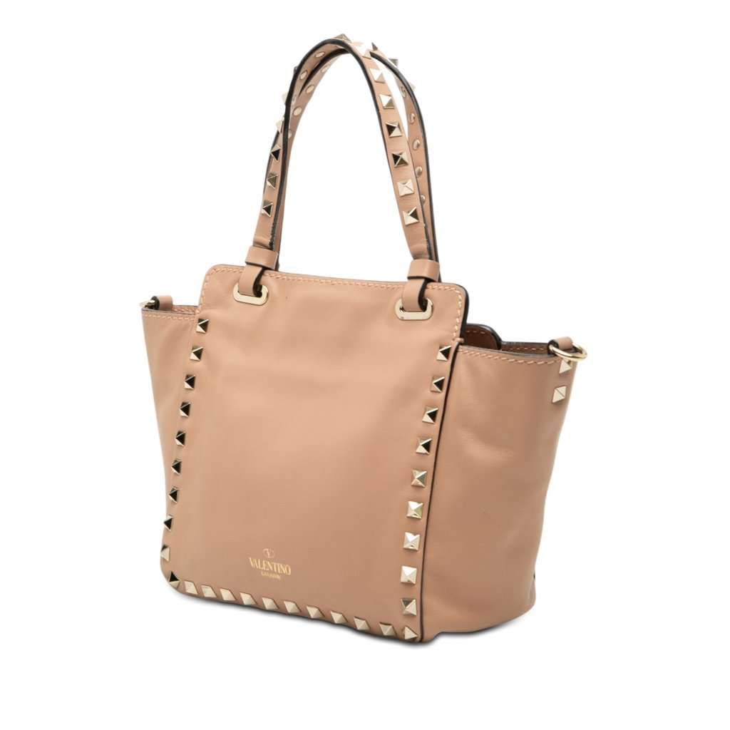 Valentino Mini Leather Rockstud Trapeze Satchel Brown Leather Very good condition - Back View