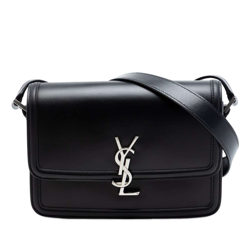 Saint Laurent Medium Calfskin Solferino Satchel In Box Black Leather Very good condition - Front View