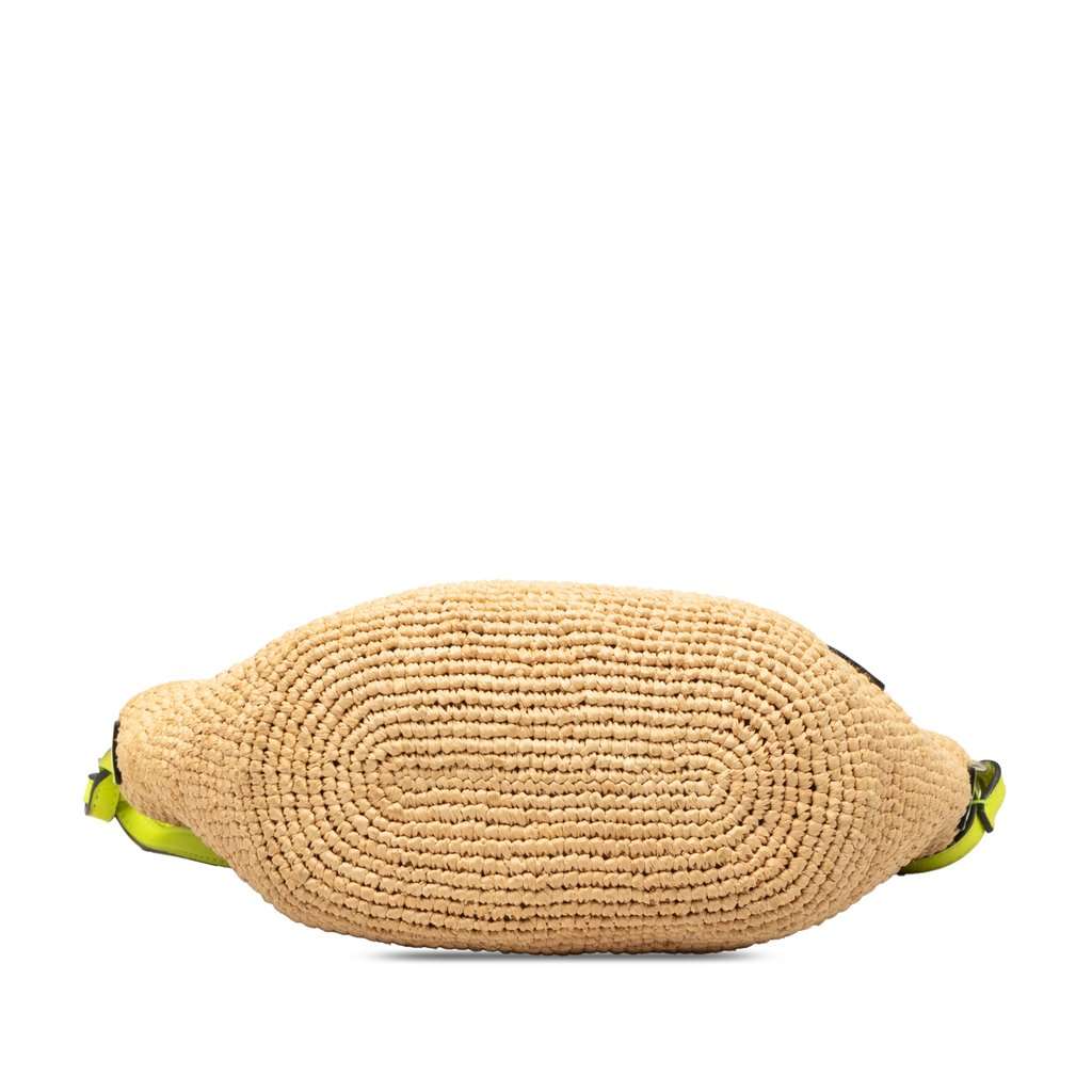 LOEWE Raffia and Calfskin Slit Pochette Crossbody Beige Very good condition - Inside View