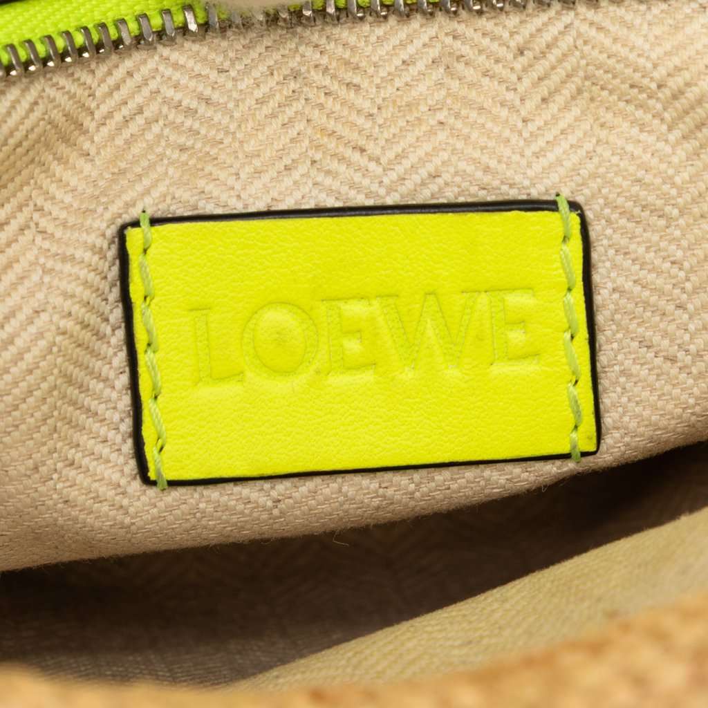LOEWE Raffia and Calfskin Slit Pochette Crossbody Beige Very good condition - Box View