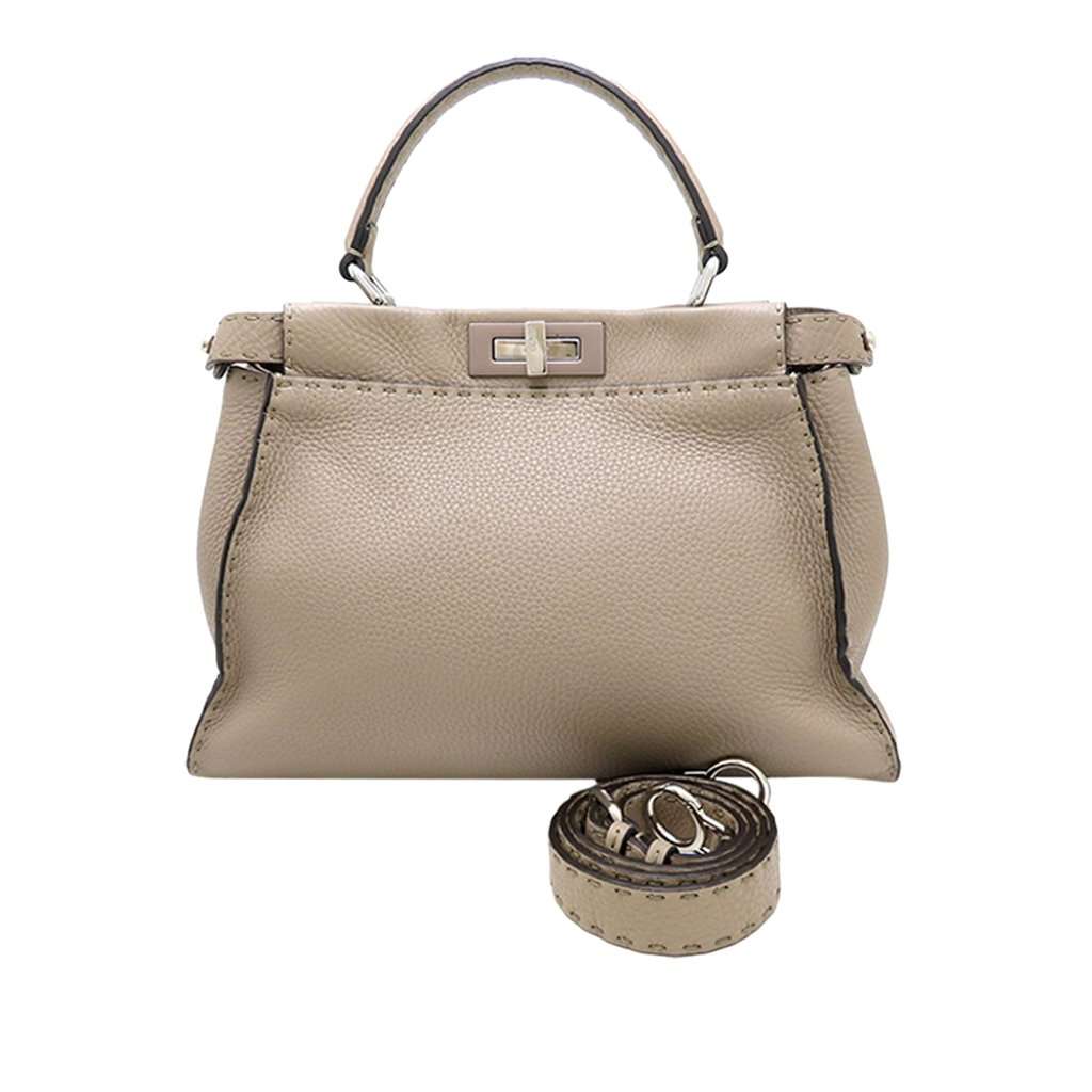 Fendi Medium Leather Selleria Peekaboo Iconic Satchel Brown Leather Very good condition - Front View