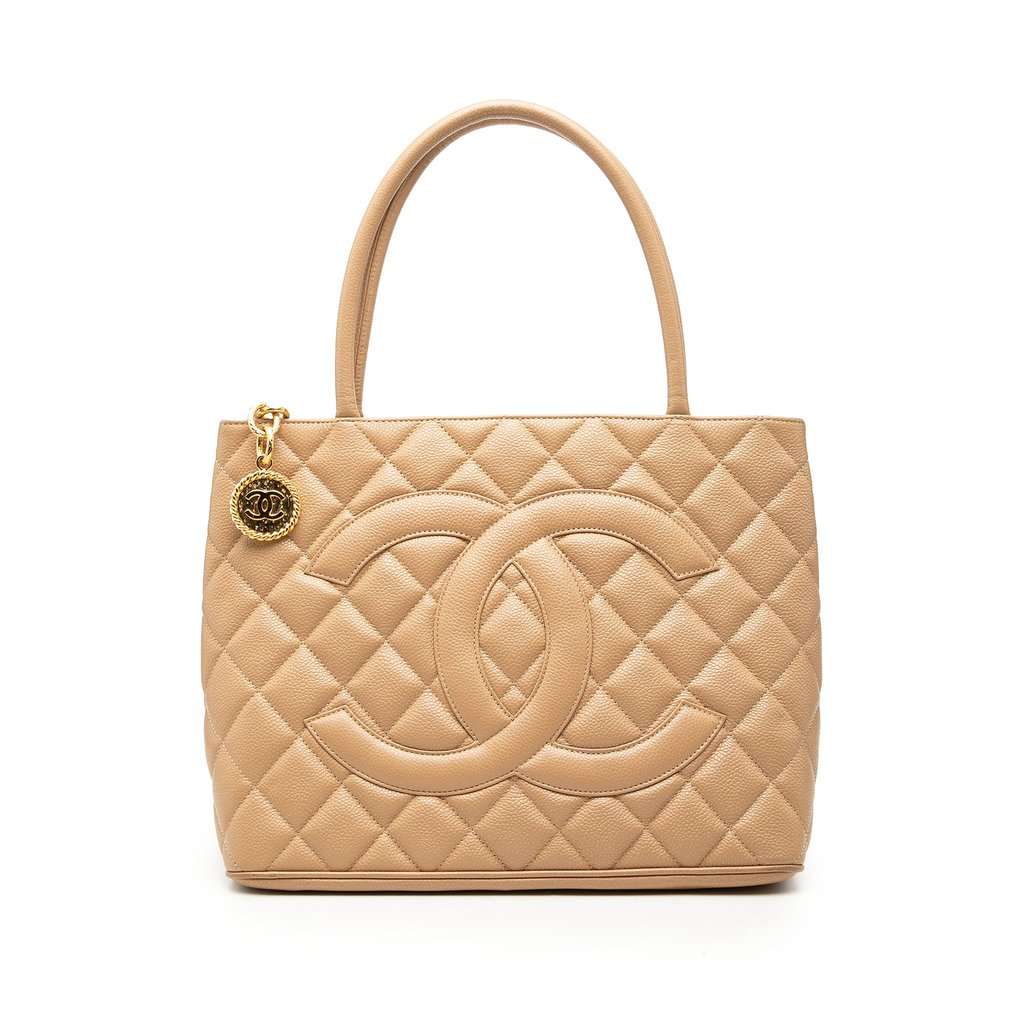 Chanel Caviar Medallion Tote Beige Leather Very good condition - Front View