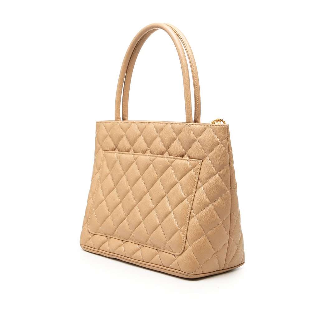 Chanel Caviar Medallion Tote Beige Leather Very good condition - Back View
