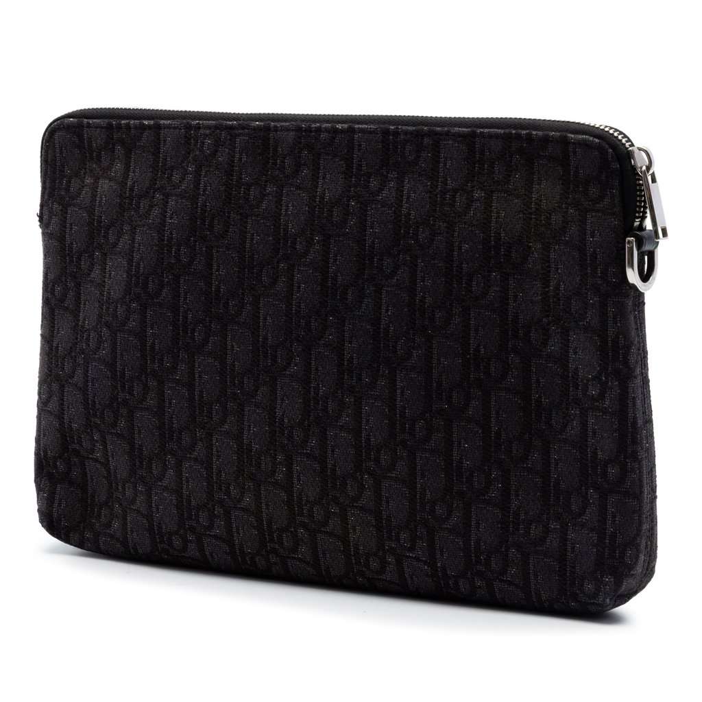 Dior Oblique Canvas A4 Zipped Pouch Black Very good condition - Back View