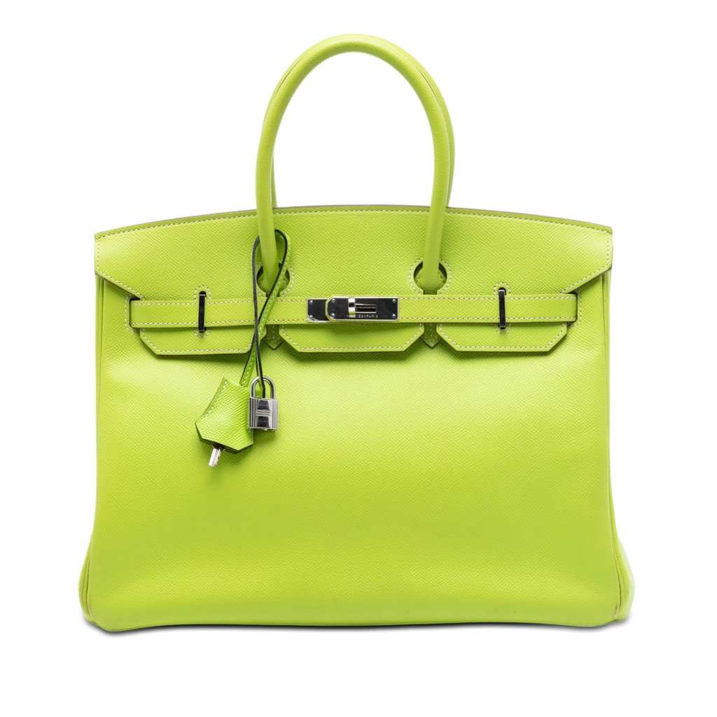 Hermès Epsom Candy Verso Birkin Retourne 35 Green Leather Very good condition - Front View