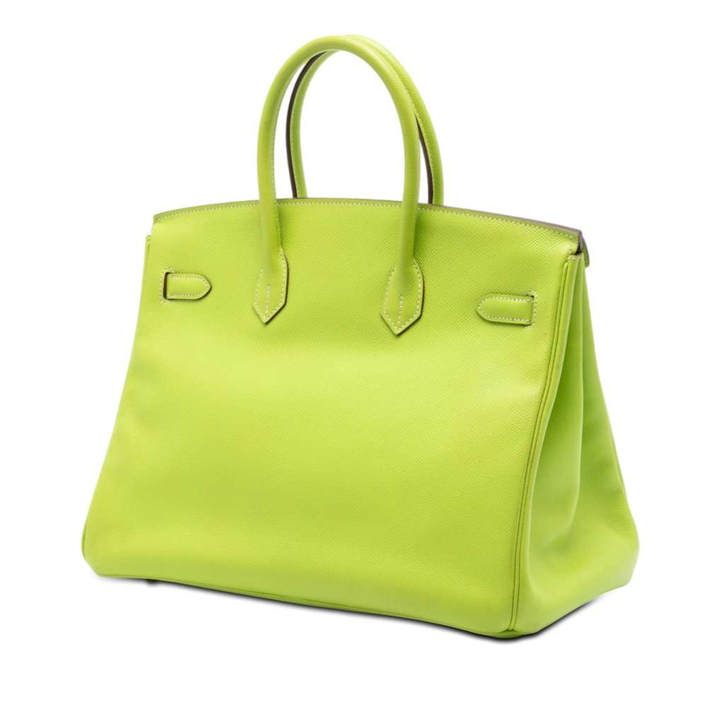 Hermès Epsom Candy Verso Birkin Retourne 35 Green Leather Very good condition - Back View