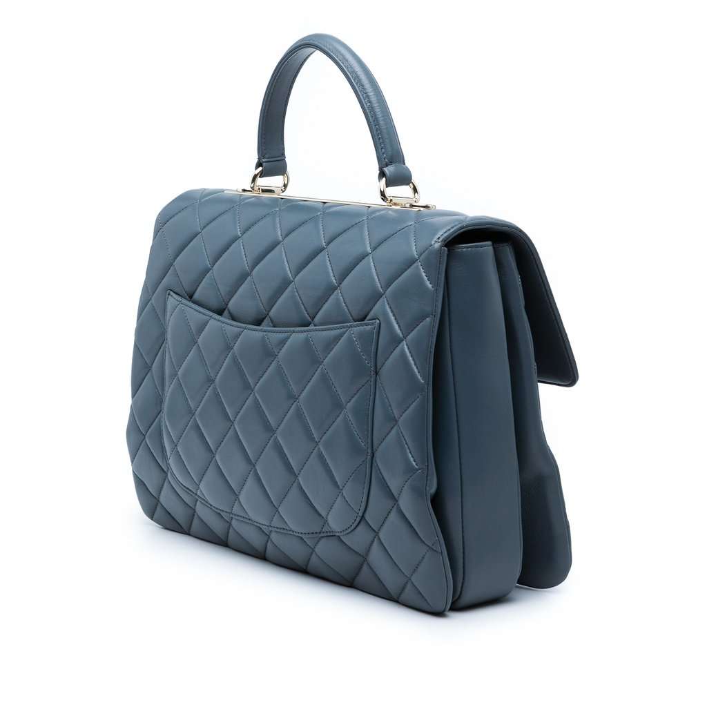 Chanel Large Lambskin Trendy CC Top Handle Flap Blue Leather Very good condition - Back View