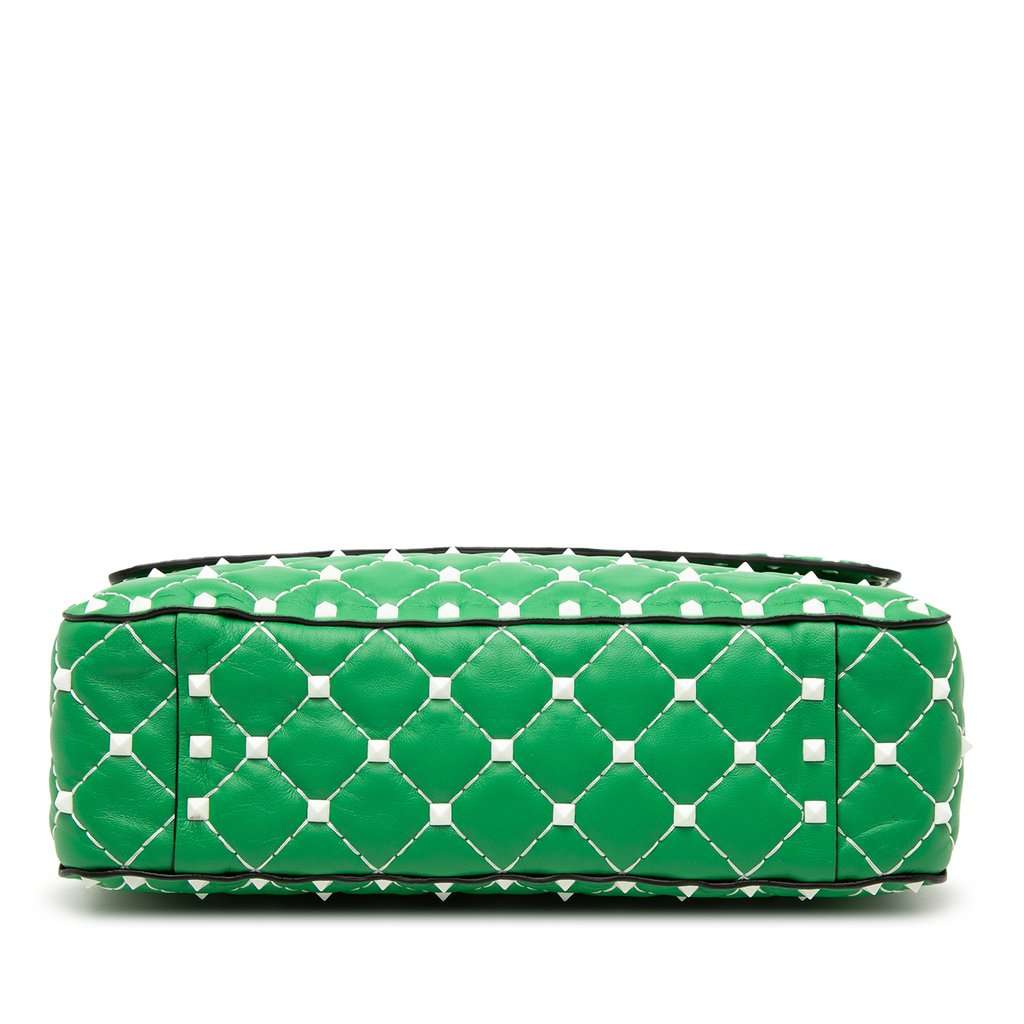 Valentino Medium Nappa Rockstud Spike Satchel Green Leather Very good condition - Inside View
