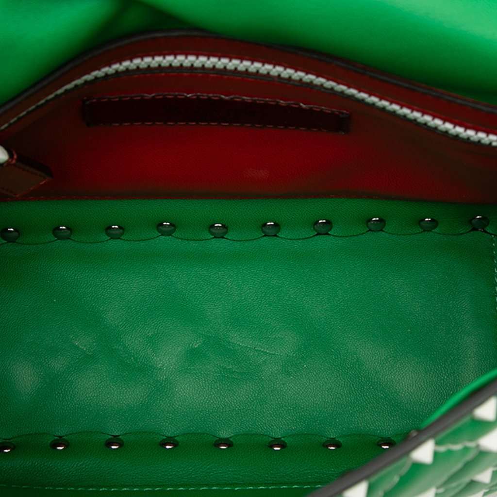 Valentino Medium Nappa Rockstud Spike Satchel Green Leather Very good condition - Model View