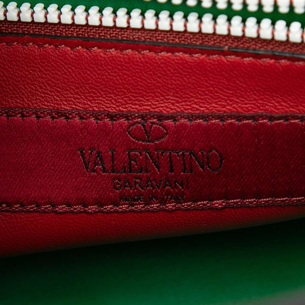 Valentino Medium Nappa Rockstud Spike Satchel Green Leather Very good condition - Box View