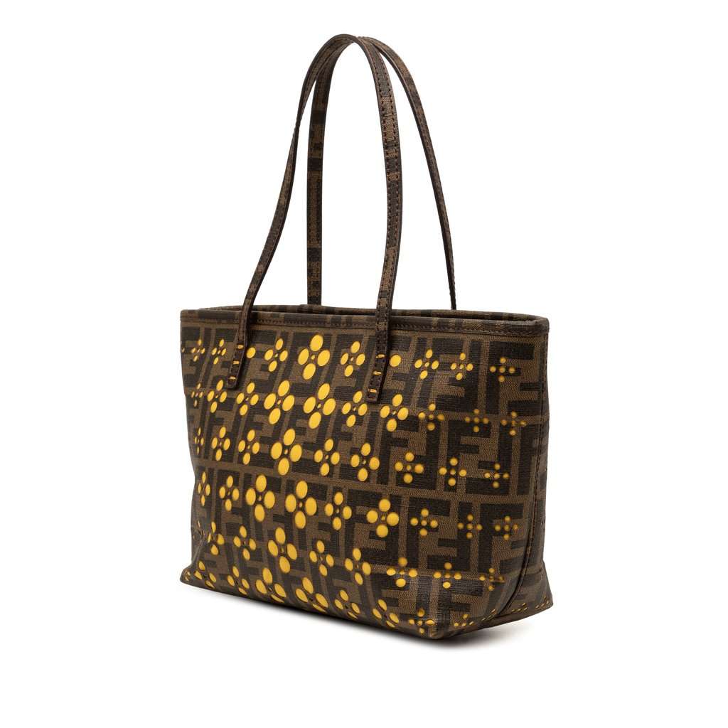 Fendi Small Perforated Zucca Spalmati Roll Tote Brown Very good condition - Back View